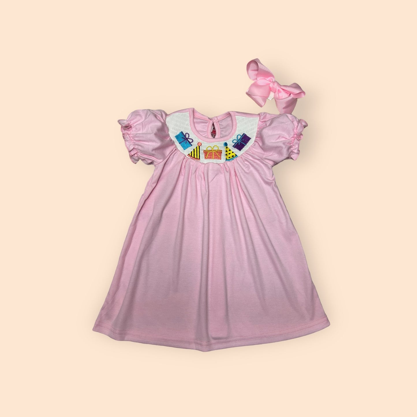 Girls Happy Birthday Smocked Dress